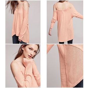 Anthropologie Delettta blush cold shoulder top